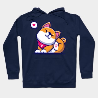 Cute Shiba Inu Dog Scratching Ear Cartoon Hoodie